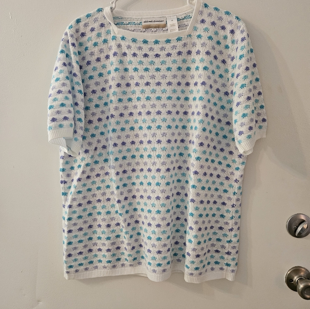 Alfred Dunner Vintage Womens Knit Top - Blue and Purple